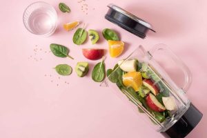 Smoothie Ingredients in Mixer, Smoothie Preparation, Dieting Concept